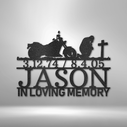 Fallen Biker | Personalized Memorial Metal Sign - Metal Wall Art - Personalized Gift