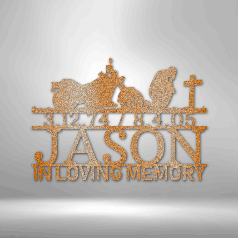 Fallen Biker | Personalized Memorial Metal Sign - Metal Wall Art - Personalized Gift