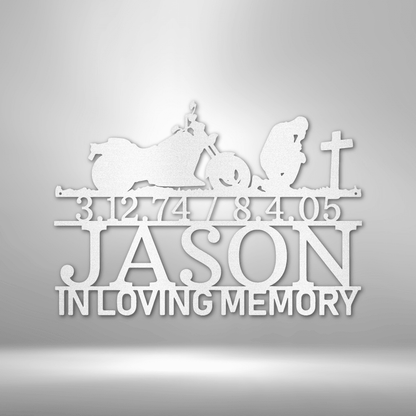Fallen Biker | Personalized Memorial Metal Sign - Metal Wall Art - Personalized Gift