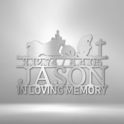 Fallen Biker | Personalized Memorial Metal Sign - Metal Wall Art - Personalized Gift