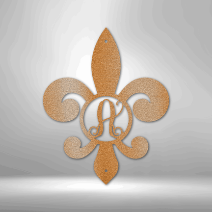 Fleur De Lis Initial | Personalized Family Metal Sign - Metal Wall Art - Personalized Gift