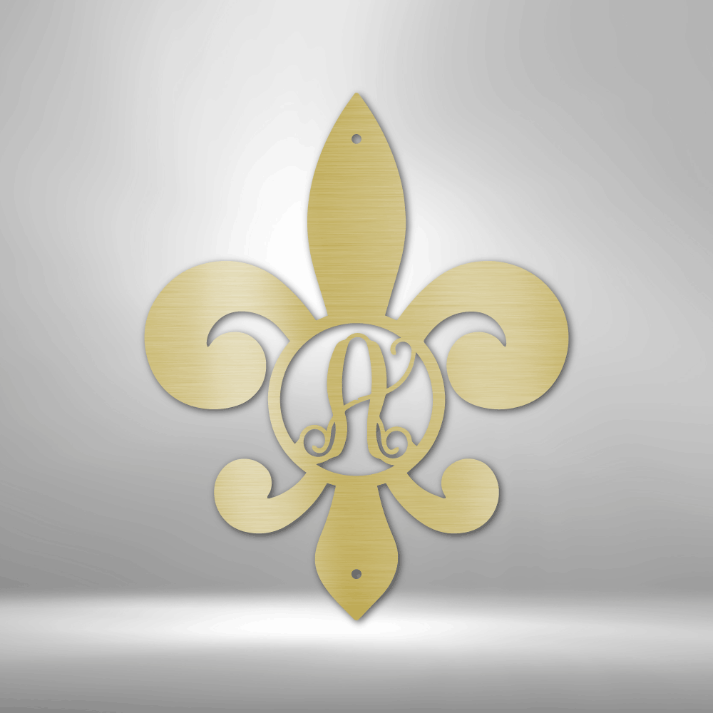 Fleur De Lis Initial | Personalized Family Metal Sign - Metal Wall Art - Personalized Gift