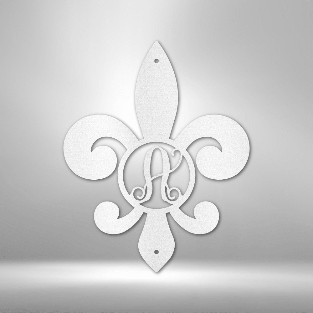 Fleur De Lis Initial | Personalized Family Metal Sign - Metal Wall Art - Personalized Gift