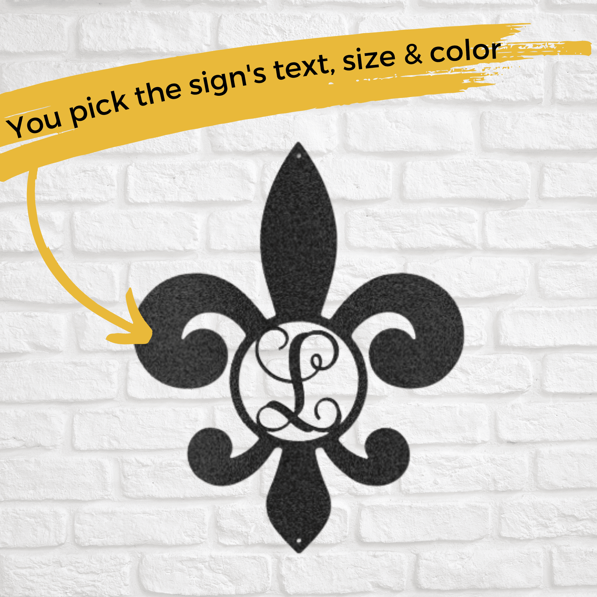 Fleur De Lis Initial | Personalized Family Metal Sign - Metal Wall Art - Personalized Gift