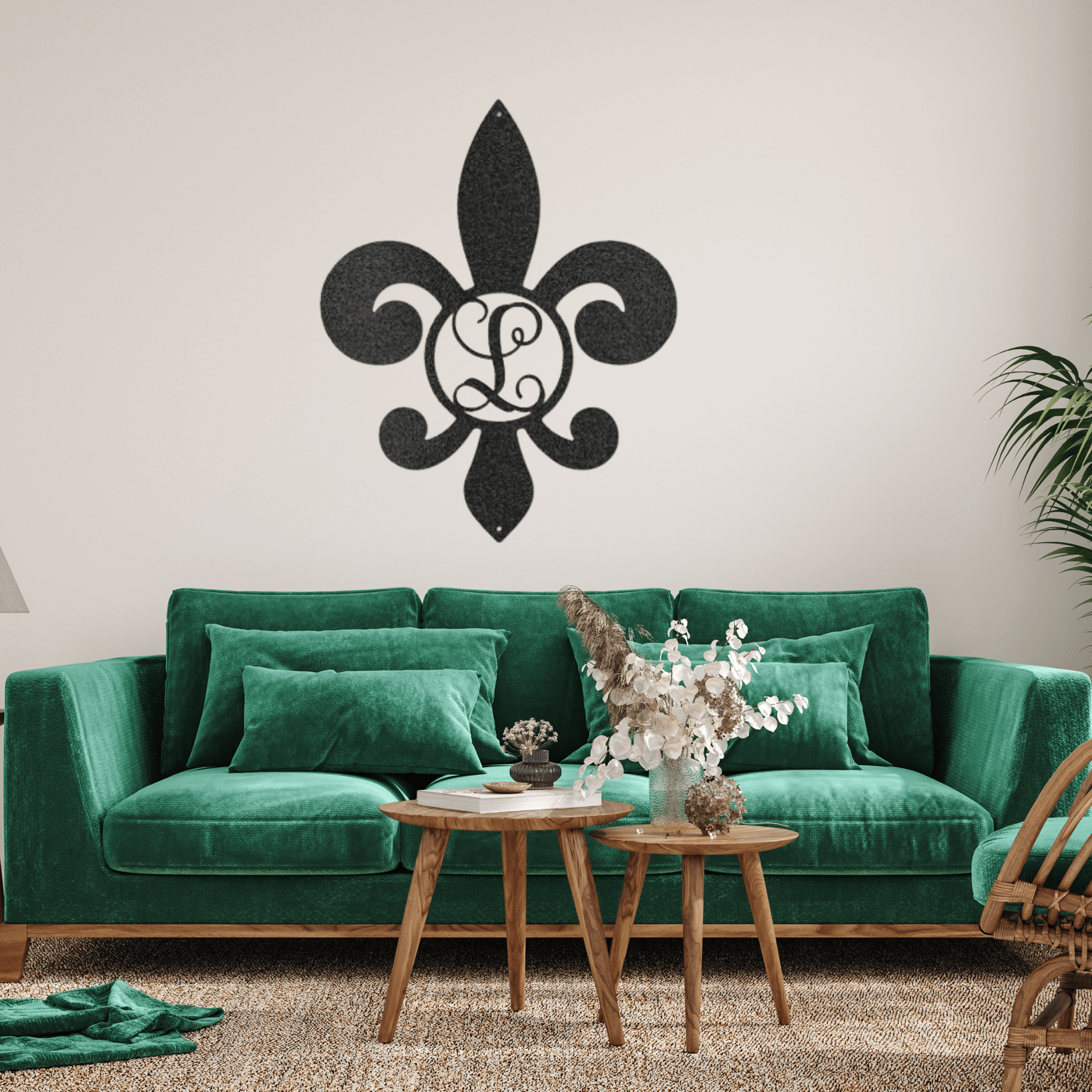 Fleur De Lis Initial | Personalized Family Metal Sign - Metal Wall Art - Personalized Gift