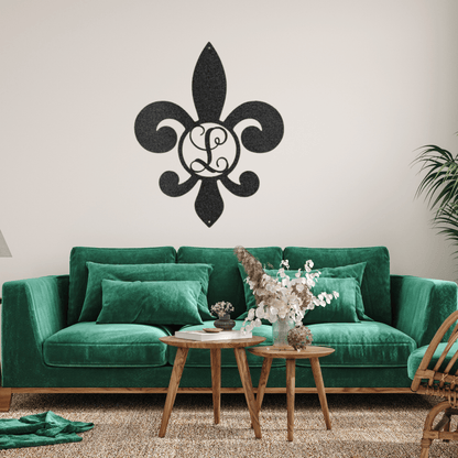 Fleur De Lis Initial | Personalized Family Metal Sign - Metal Wall Art - Personalized Gift