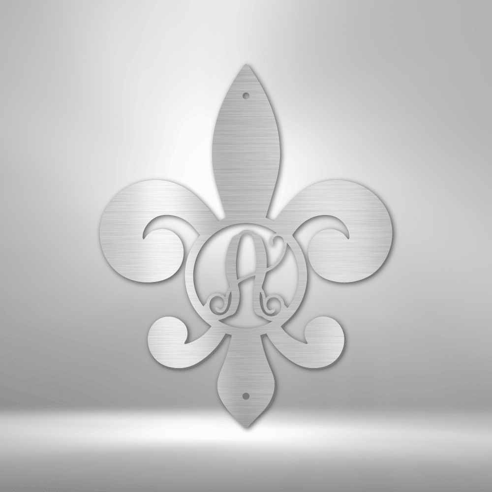 Fleur De Lis Initial | Personalized Family Metal Sign - Metal Wall Art - Personalized Gift