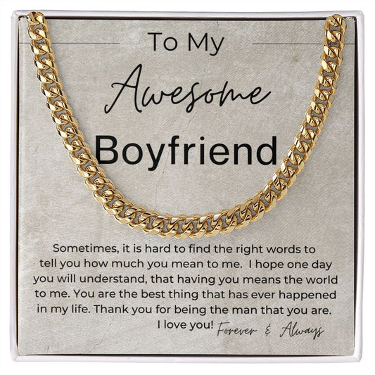 For Being The Man You Are - Gift for Boyfriend - Linked Chain Necklace - Jewelry - Personalized Gift