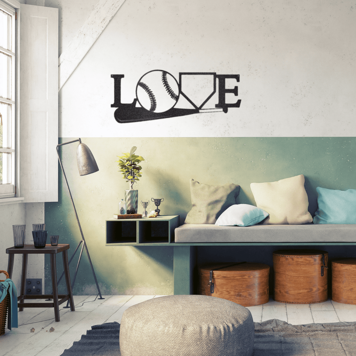 For The Love Of Baseball - Custom Metal Baseball Sign - Playroom Sign, Gift for Baseball Player