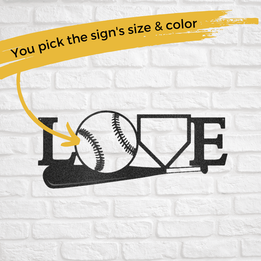 For The Love Of Baseball - Custom Metal Baseball Sign - Playroom Sign, Gift for Baseball Player