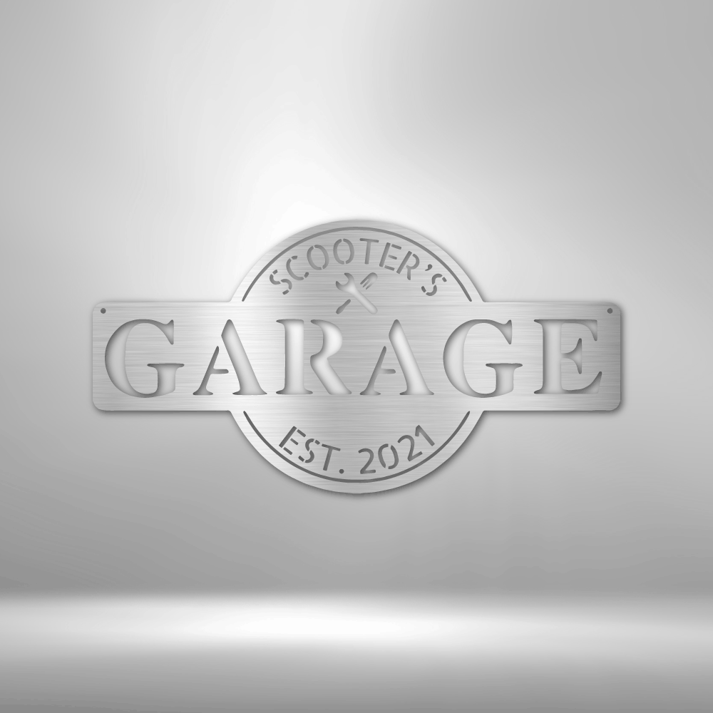 Garage Monogram | Personalized Garage Metal Sign - Metal Wall Art - Personalized Gift