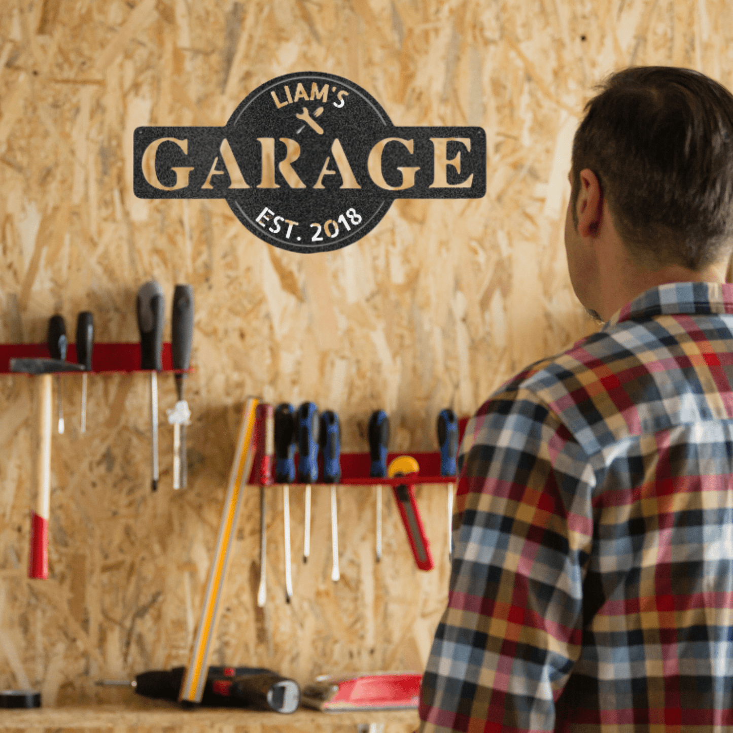 Garage Monogram | Personalized Garage Metal Sign - Metal Wall Art - Personalized Gift