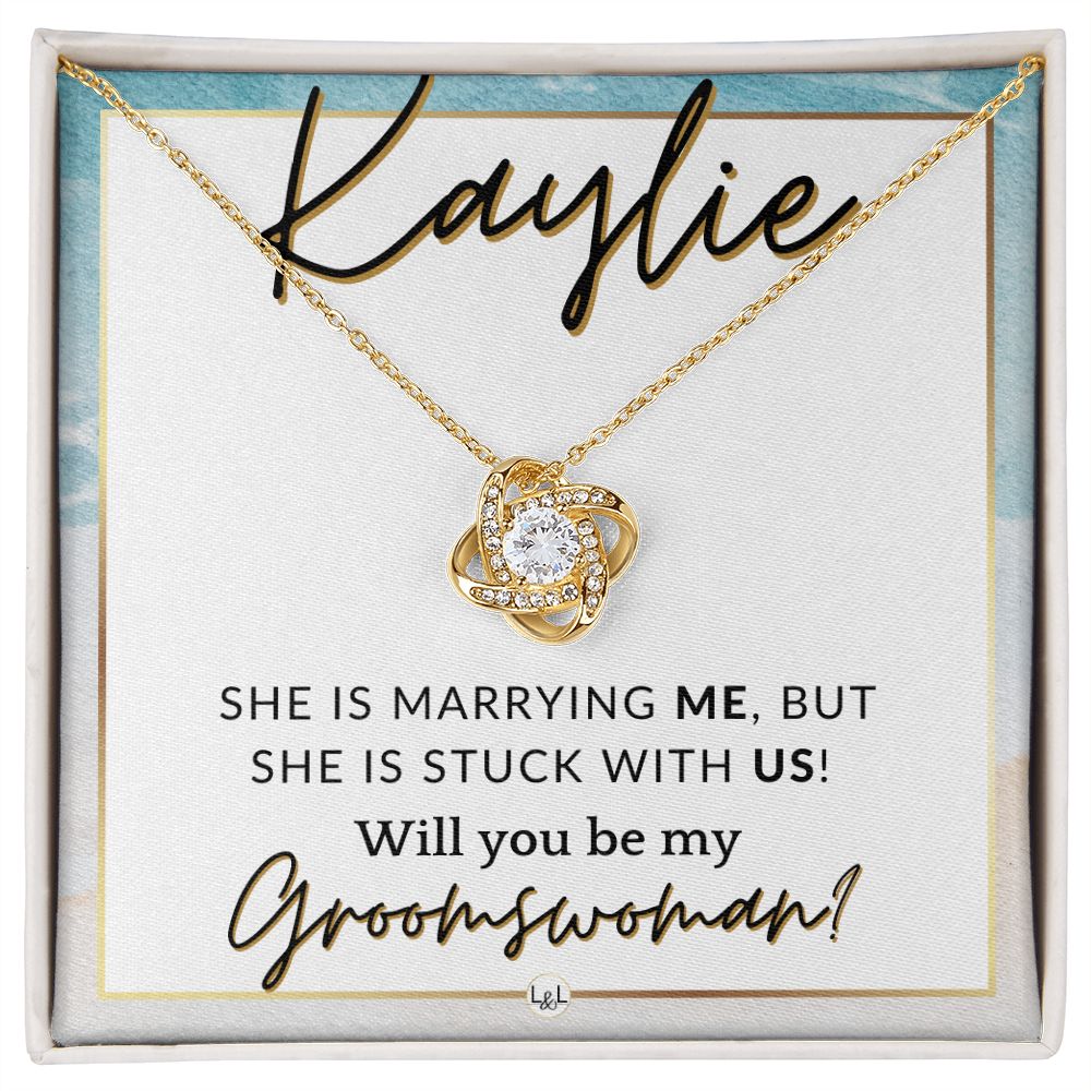 Groomswoman Proposal, Custom Name, From Groom - Be My Groomswoman - Wedding Party Accessories , Beach and Destination Wedding Theme - Jewelry - Personalized Gift