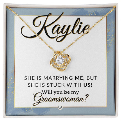 Groomswoman Proposal, Custom Name, From Groom - Be My Groomswoman - Wedding Party Accessories , Dusty Blue And Gold Wedding Theme - Jewelry - Personalized Gift