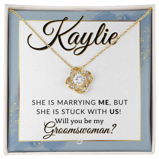 Groomswoman Proposal, Custom Name, From Groom - Be My Groomswoman - Wedding Party Accessories , Dusty Blue And Gold Wedding Theme - Jewelry - Personalized Gift