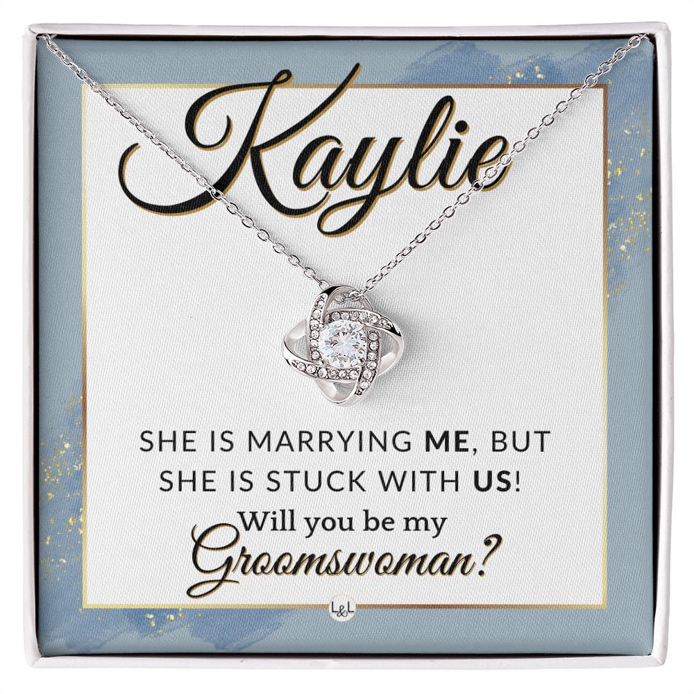 Groomswoman Proposal, Custom Name, From Groom - Be My Groomswoman - Wedding Party Accessories , Dusty Blue And Gold Wedding Theme - Jewelry - Personalized Gift