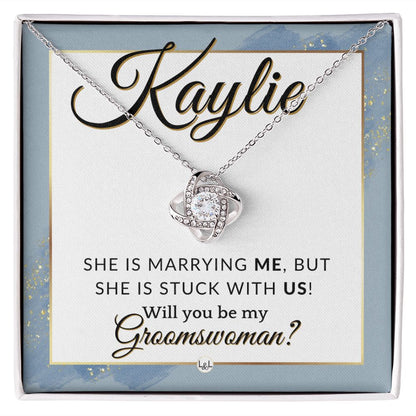 Groomswoman Proposal, Custom Name, From Groom - Be My Groomswoman - Wedding Party Accessories , Dusty Blue And Gold Wedding Theme - Jewelry - Personalized Gift