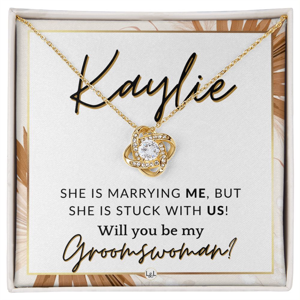 Groomswoman Proposal, Custom Name, From Groom - Be My Groomswoman - Wedding Party Accessories , Pink Floral and Boho Wedding Theme - Jewelry - Personalized Gift
