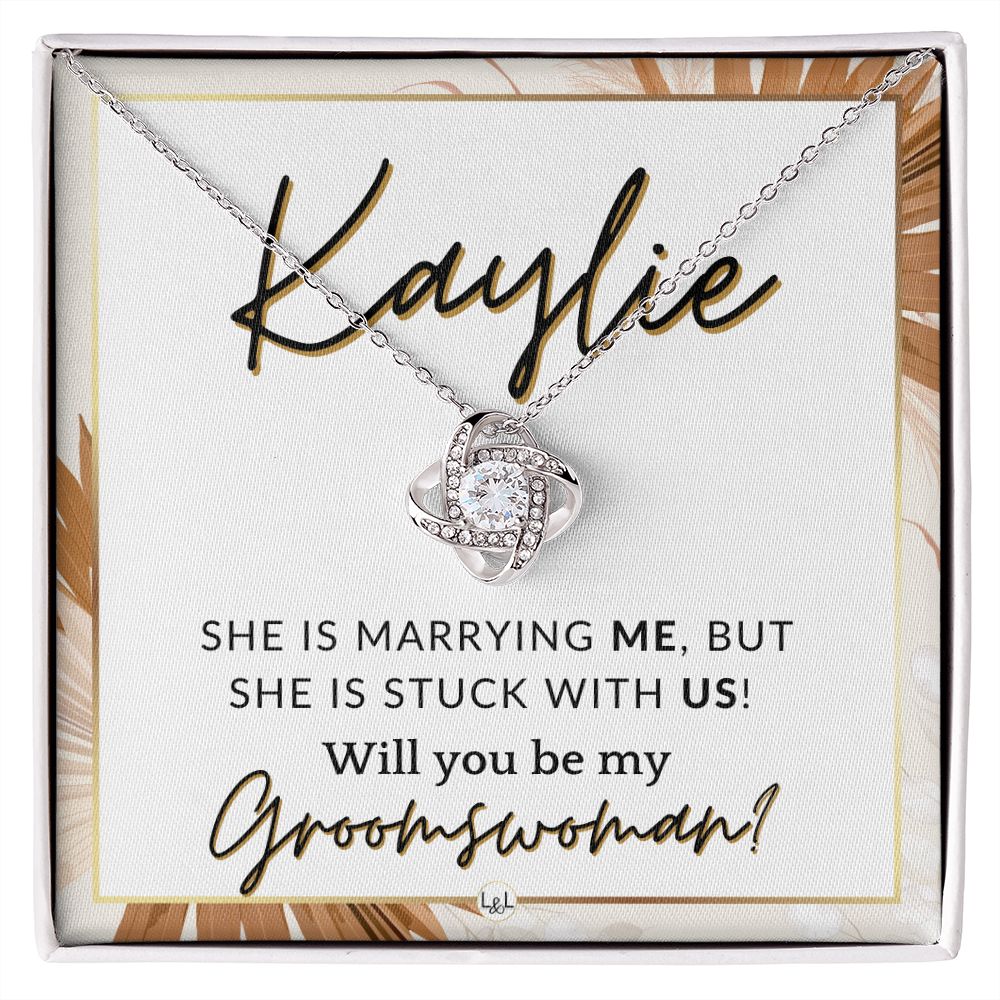 Groomswoman Proposal, Custom Name, From Groom - Be My Groomswoman - Wedding Party Accessories , Pink Floral and Boho Wedding Theme - Jewelry - Personalized Gift