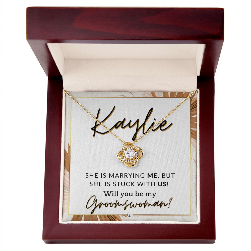 Groomswoman Proposal, Custom Name, From Groom - Be My Groomswoman - Wedding Party Accessories , Pink Floral and Boho Wedding Theme - Jewelry - Personalized Gift