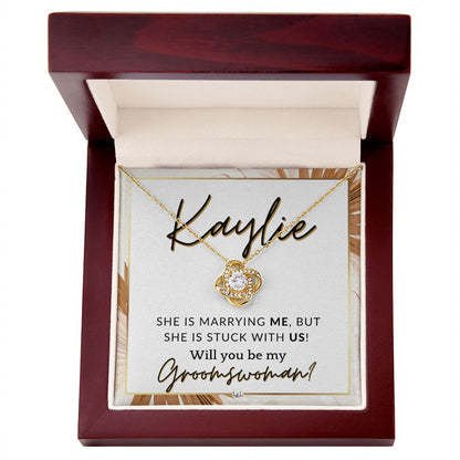 Groomswoman Proposal, Custom Name, From Groom - Be My Groomswoman - Wedding Party Accessories , Pink Floral and Boho Wedding Theme - Jewelry - Personalized Gift