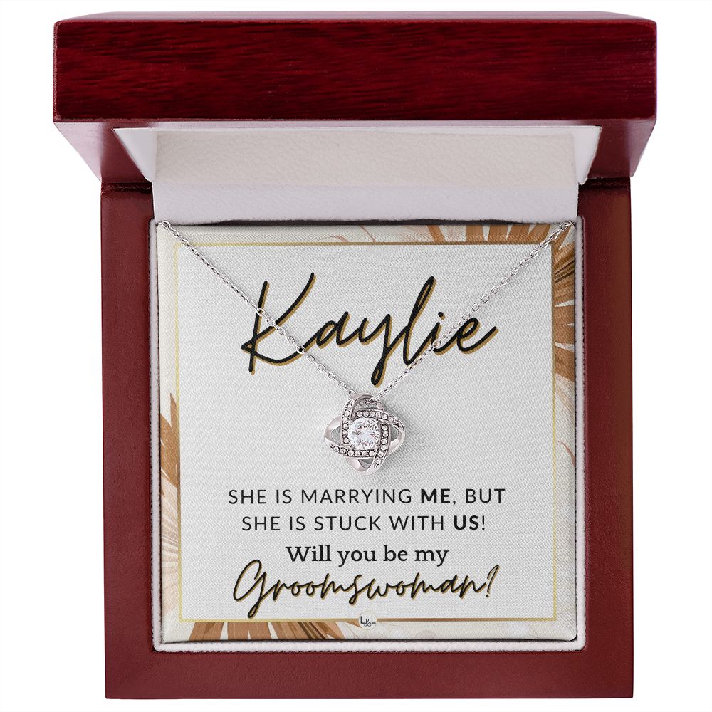 Groomswoman Proposal, Custom Name, From Groom - Be My Groomswoman - Wedding Party Accessories , Pink Floral and Boho Wedding Theme - Jewelry - Personalized Gift