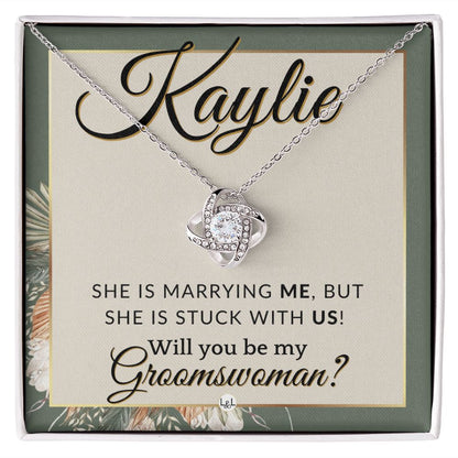 Groomswoman Proposal, Custom Name, From Groom - Be My Groomswoman - Wedding Party Accessories , Sage Green & Boho Wedding Theme - Jewelry - Personalized Gift
