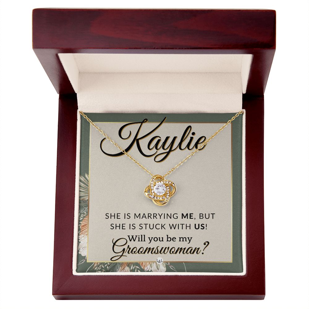 Groomswoman Proposal, Custom Name, From Groom - Be My Groomswoman - Wedding Party Accessories , Sage Green & Boho Wedding Theme - Jewelry - Personalized Gift