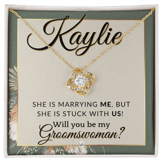 Groomswoman Proposal, Custom Name, From Groom - Be My Groomswoman - Wedding Party Accessories , Sage Green & Boho Wedding Theme - Jewelry - Personalized Gift