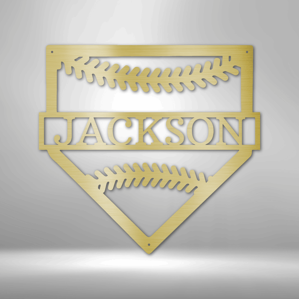 Home Base | Personalized Baseball Metal Sign - Metal Wall Art - Personalized Gift