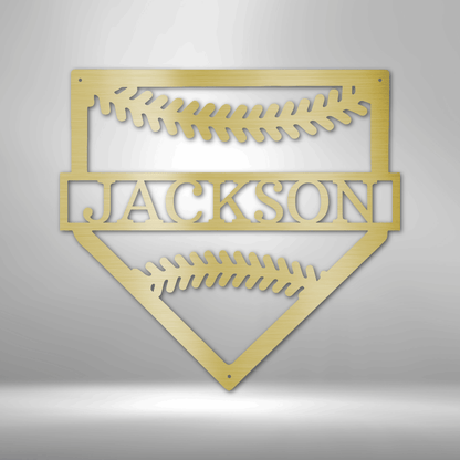 Home Base | Personalized Baseball Metal Sign - Metal Wall Art - Personalized Gift
