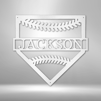 Home Base | Personalized Baseball Metal Sign - Metal Wall Art - Personalized Gift