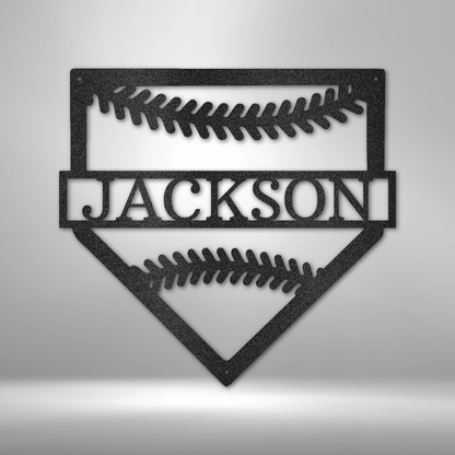 Home Base | Personalized Baseball Metal Sign - Metal Wall Art - Personalized Gift