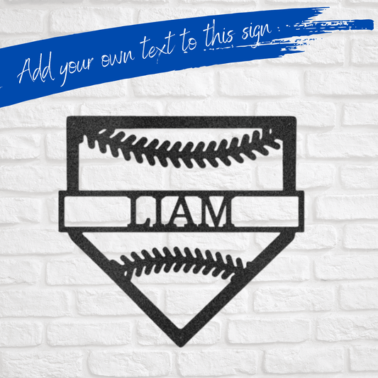 Home Base | Personalized Baseball Metal Sign - Metal Wall Art - Personalized Gift