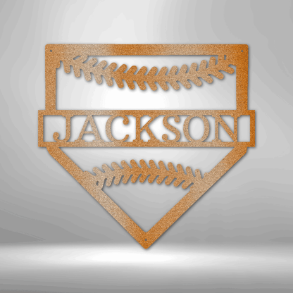 Home Base | Personalized Baseball Metal Sign - Metal Wall Art - Personalized Gift