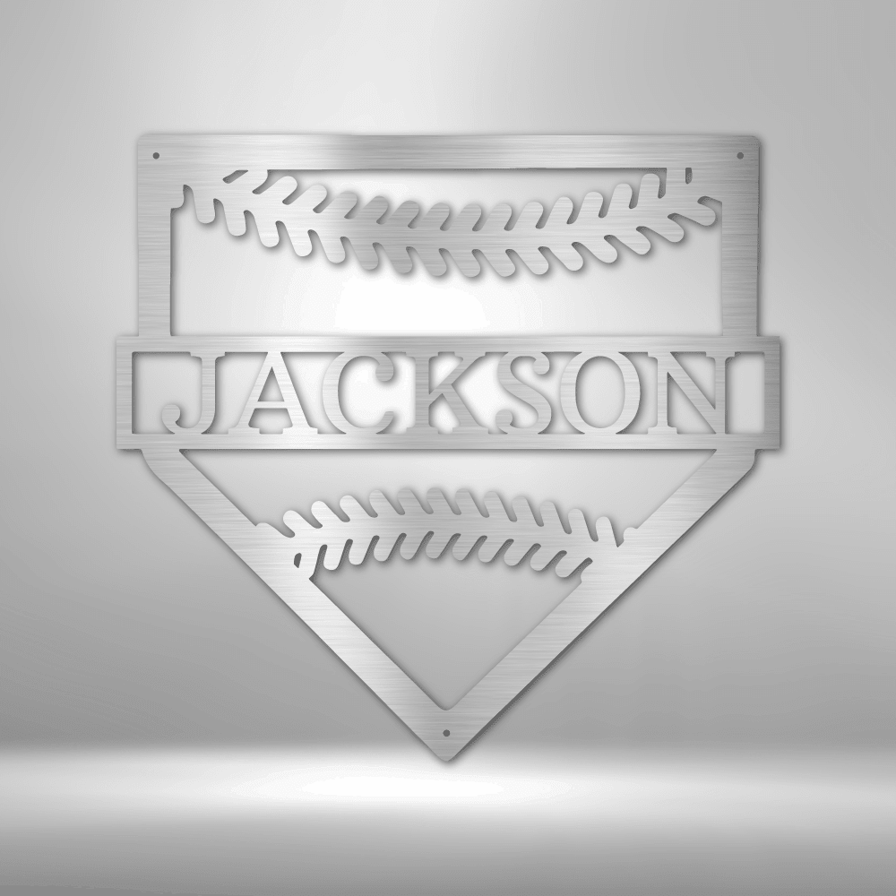 Home Base | Personalized Baseball Metal Sign - Metal Wall Art - Personalized Gift