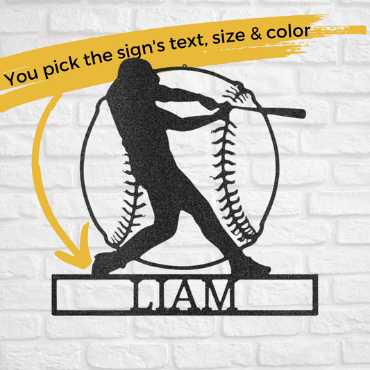 Home Run Metal Sign - Custom Baseball Sign, Playroom Sign, Gift for Baseball Player