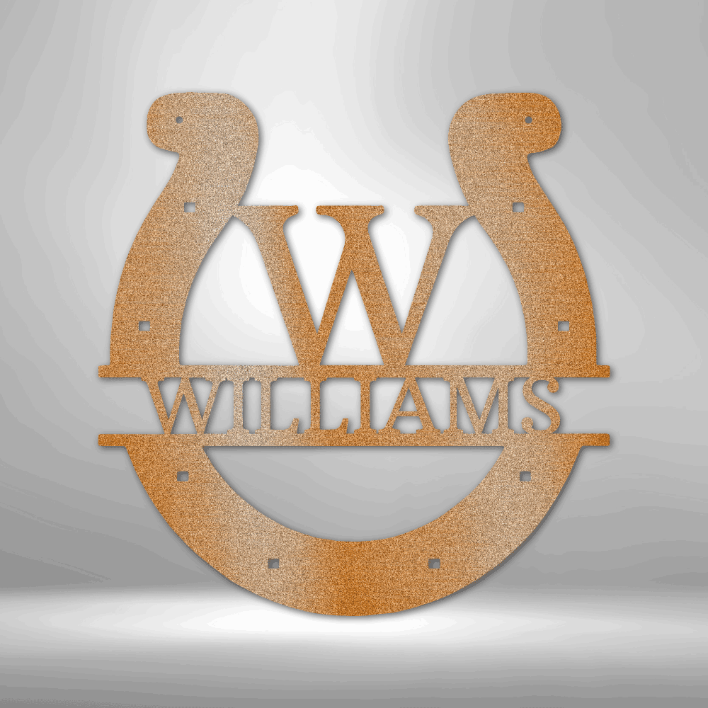 Horseshoe Monogram | Personalized Barn Metal Sign - Metal Wall Art - Personalized Gift
