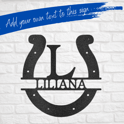 Horseshoe Monogram | Personalized Barn Metal Sign - Metal Wall Art - Personalized Gift