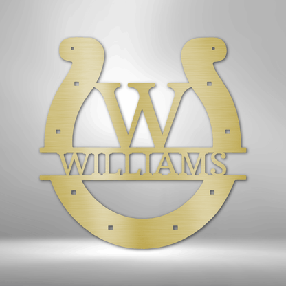 Horseshoe Monogram | Personalized Barn Metal Sign - Metal Wall Art - Personalized Gift