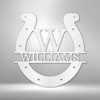 Horseshoe Monogram | Personalized Barn Metal Sign - Metal Wall Art - Personalized Gift