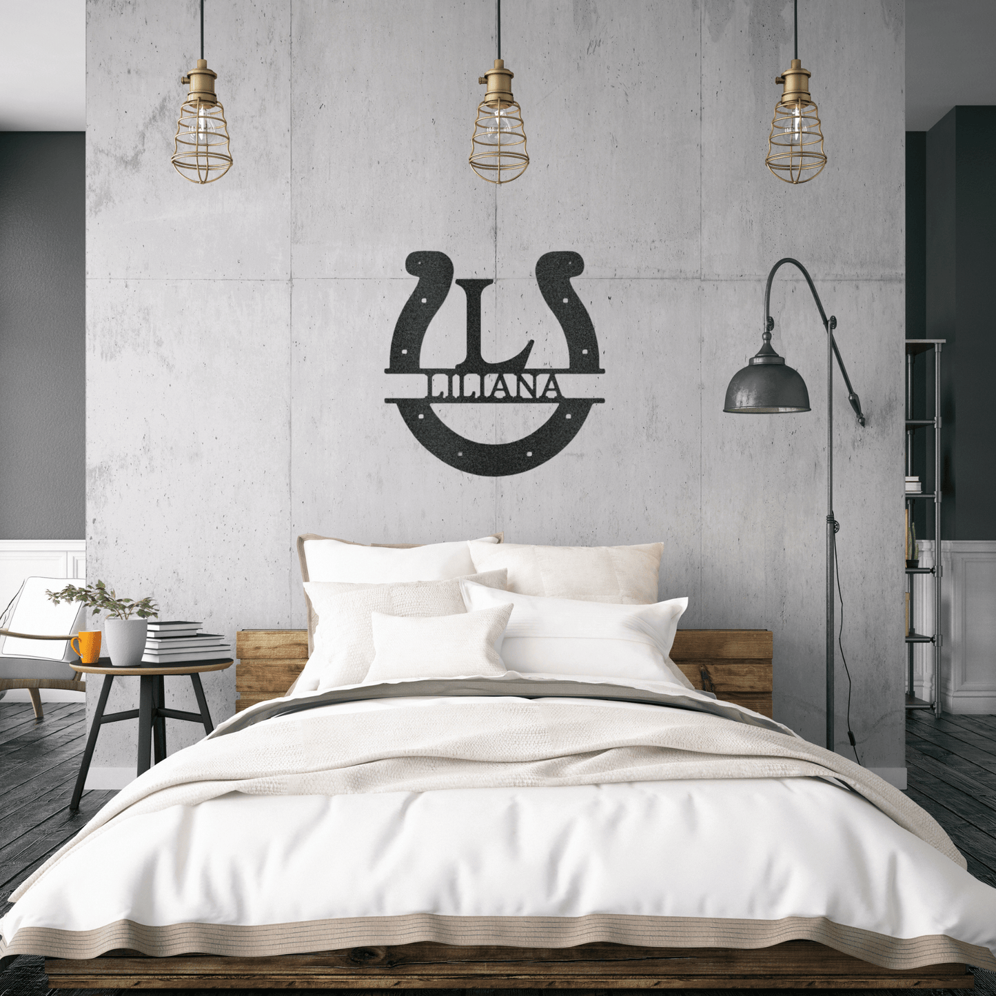 Horseshoe Monogram | Personalized Barn Metal Sign - Metal Wall Art - Personalized Gift