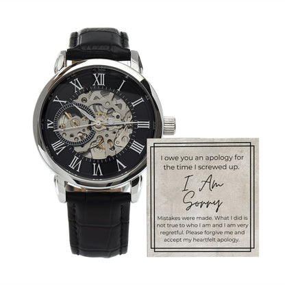 I Am Sorry - Openwork Skeleton Watch + LED Watch Box - Apology Gift - Jewelry - Personalized Gift