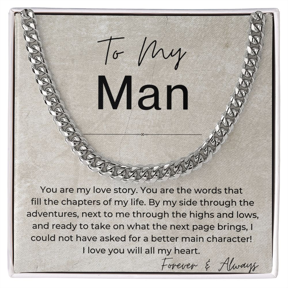I Love You With All My Heart - Gift for My Man - Cuban Linked Chain Necklace - Jewelry - Personalized Gift