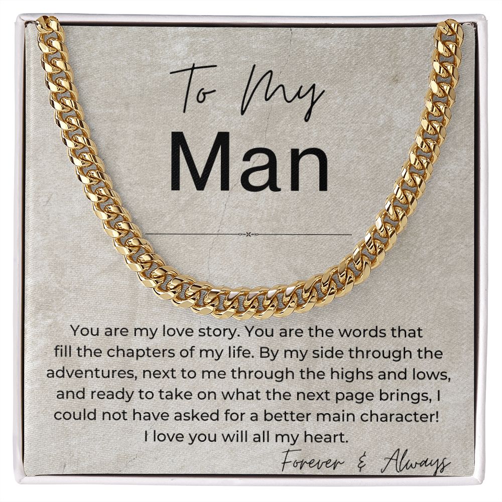 I Love You With All My Heart - Gift for My Man - Cuban Linked Chain Necklace - Jewelry - Personalized Gift