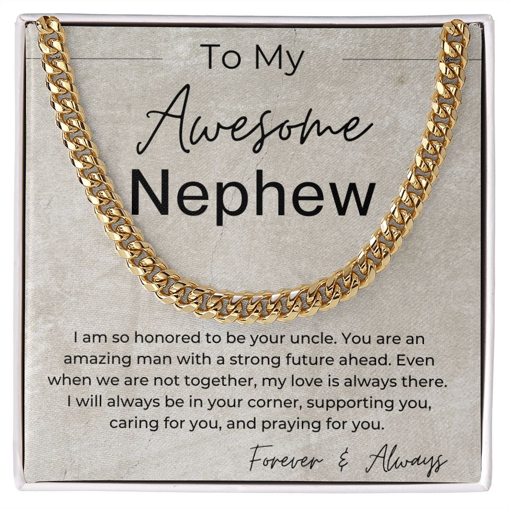 I will Always Be in Your Corner - A Gift for Nephew from Uncle - Cuban Linked Chain Necklace - Jewelry - Personalized Gift
