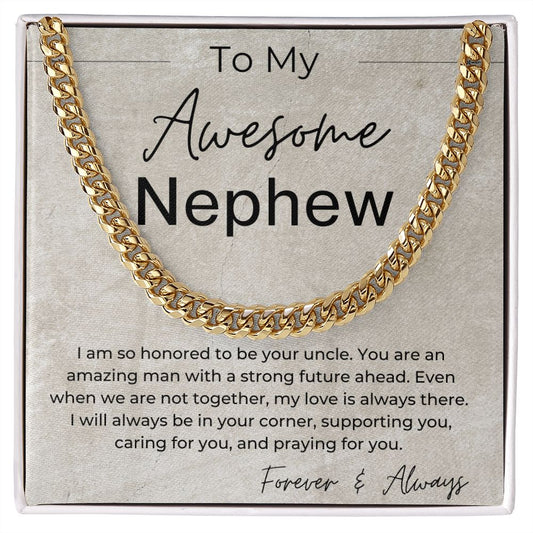 I will Always Be in Your Corner - A Gift for Nephew from Uncle - Cuban Linked Chain Necklace - Jewelry - Personalized Gift