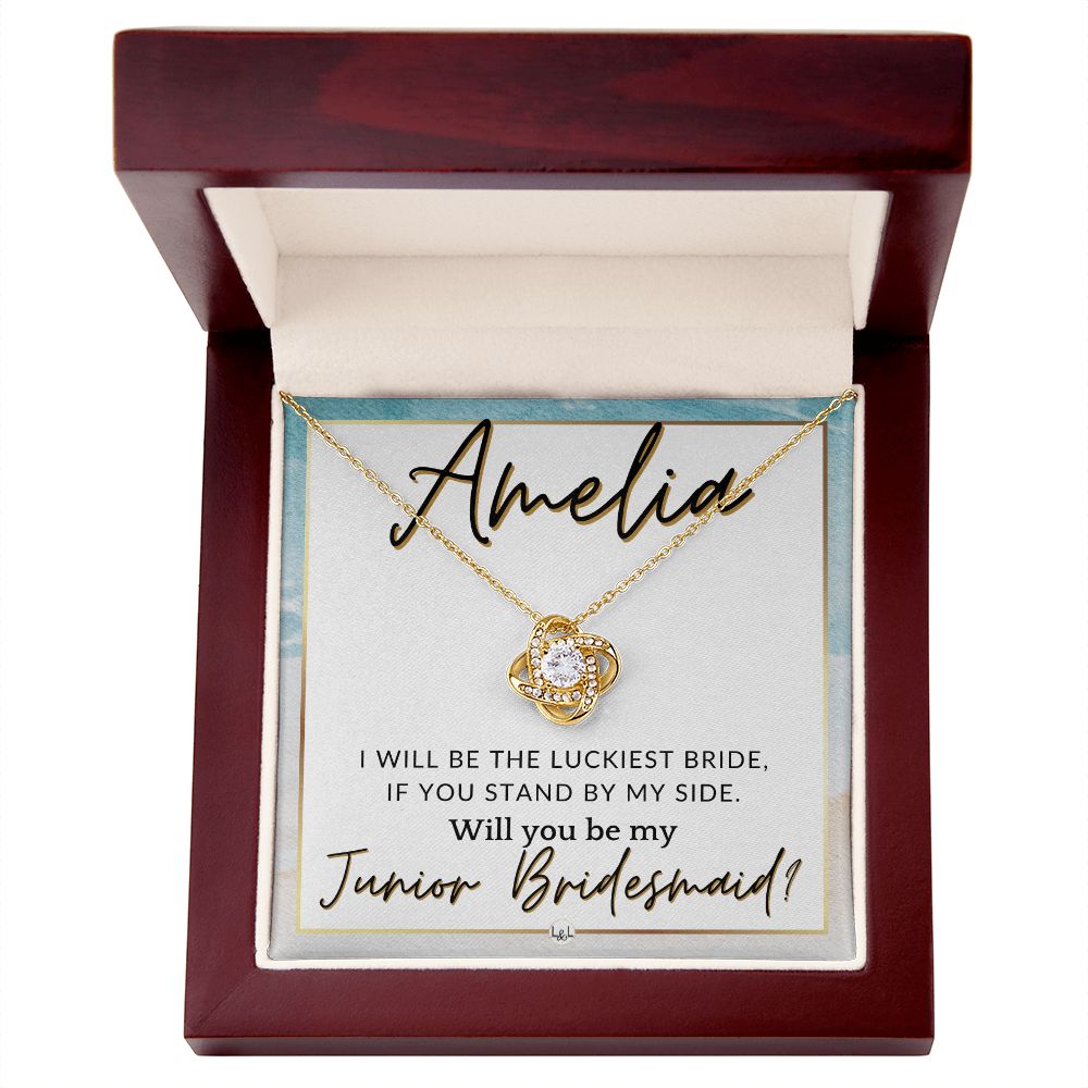 Junior Bridesmaid Proposal, Custom Name - Great Wedding Party Gift From Bride - Be By My Side , Beach and Destination Wedding Theme - Jewelry - Personalized Gift