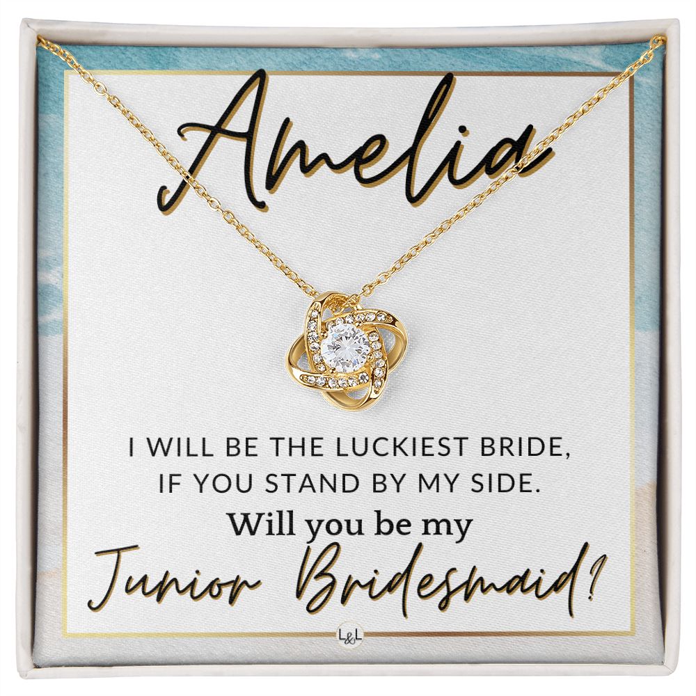 Junior Bridesmaid Proposal, Custom Name - Great Wedding Party Gift From Bride - Be By My Side , Beach and Destination Wedding Theme - Jewelry - Personalized Gift