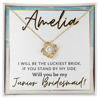 Junior Bridesmaid Proposal, Custom Name - Great Wedding Party Gift From Bride - Be By My Side , Beach and Destination Wedding Theme - Jewelry - Personalized Gift